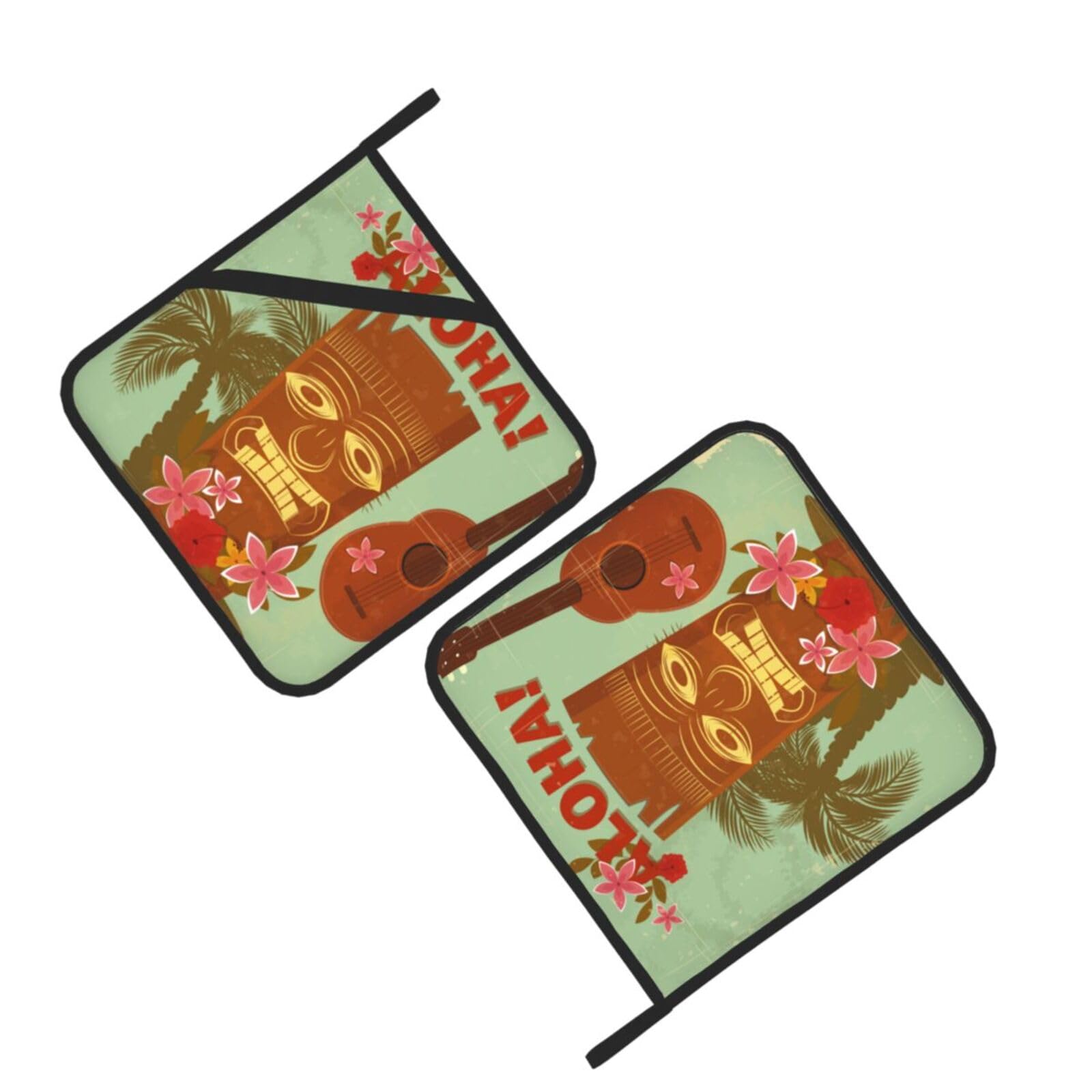 Hawaii Printed Oven Pot Holders Set of 2 Pcs Heat Resistant Kitchen Microwave Potholders for Cooking Baking Grilling