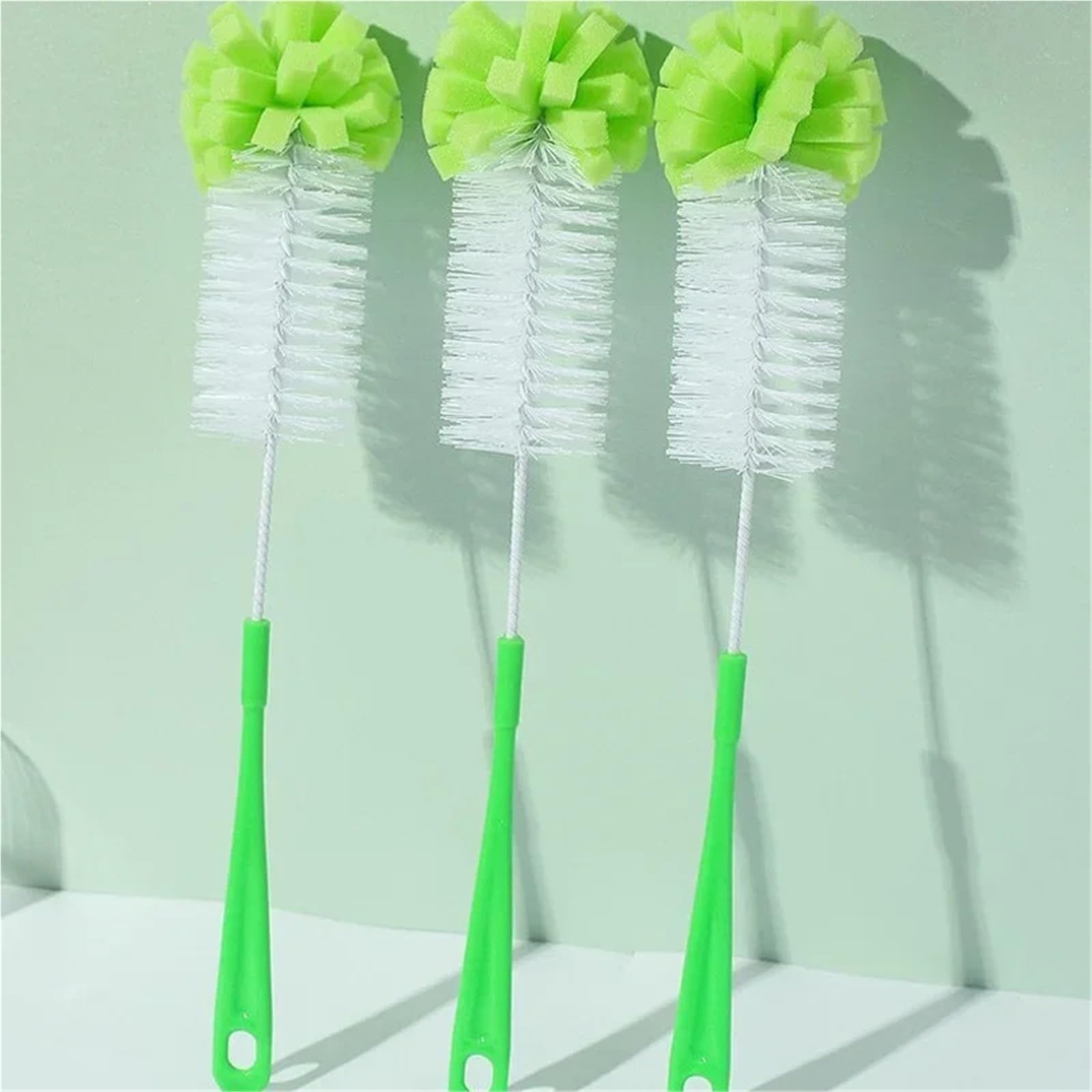 Flaschenbürste Tassenbürste mit langem Griff, Milchflasche, Teewäscher, Reinigungsschwamm, rotierendes Waschen for schmalen Hals für die Küche(Color 7)