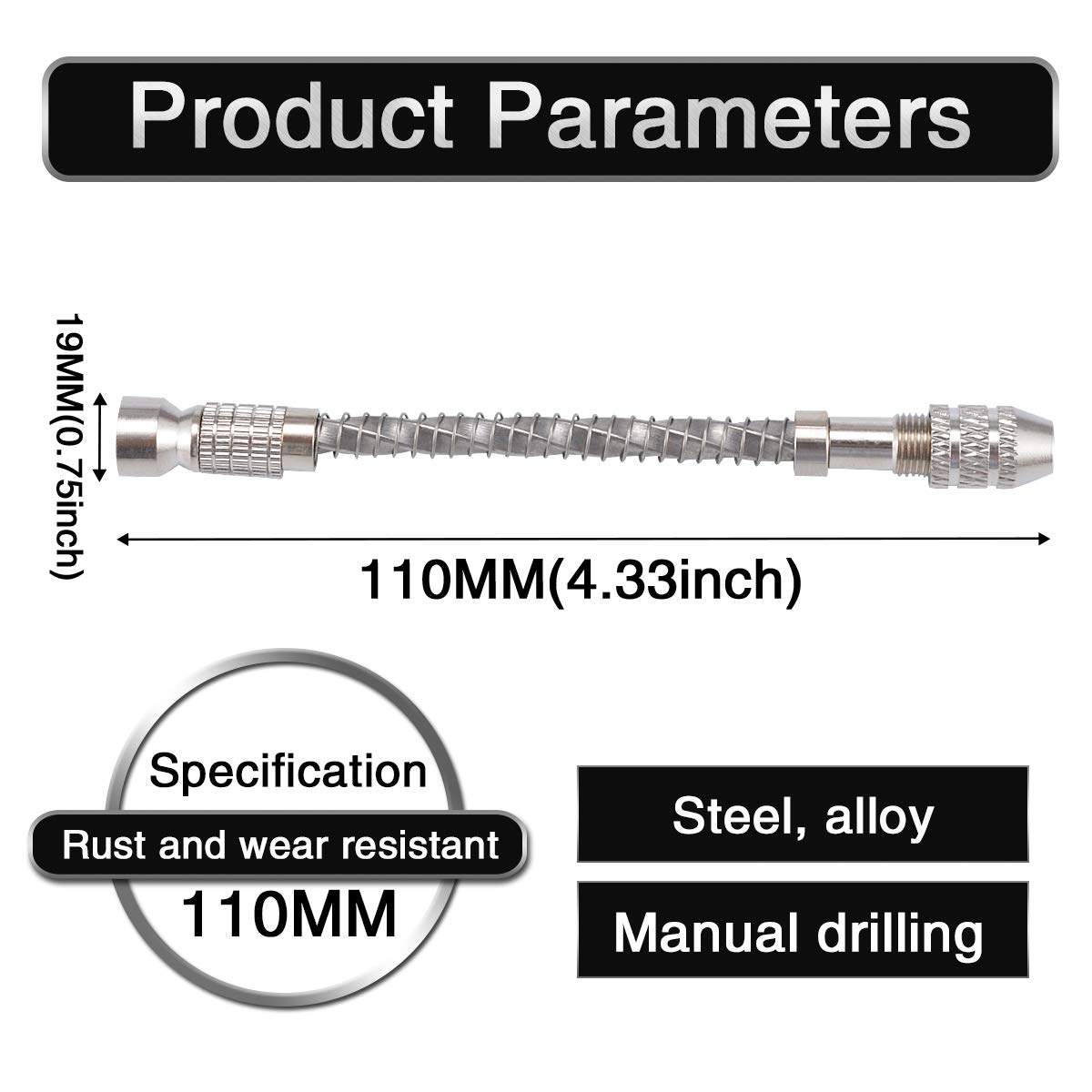 HOHXEN Mini Micro Twist Drill 0.2-2mm HSS Bit Set Hand Spiral Pin Vise Jewelry