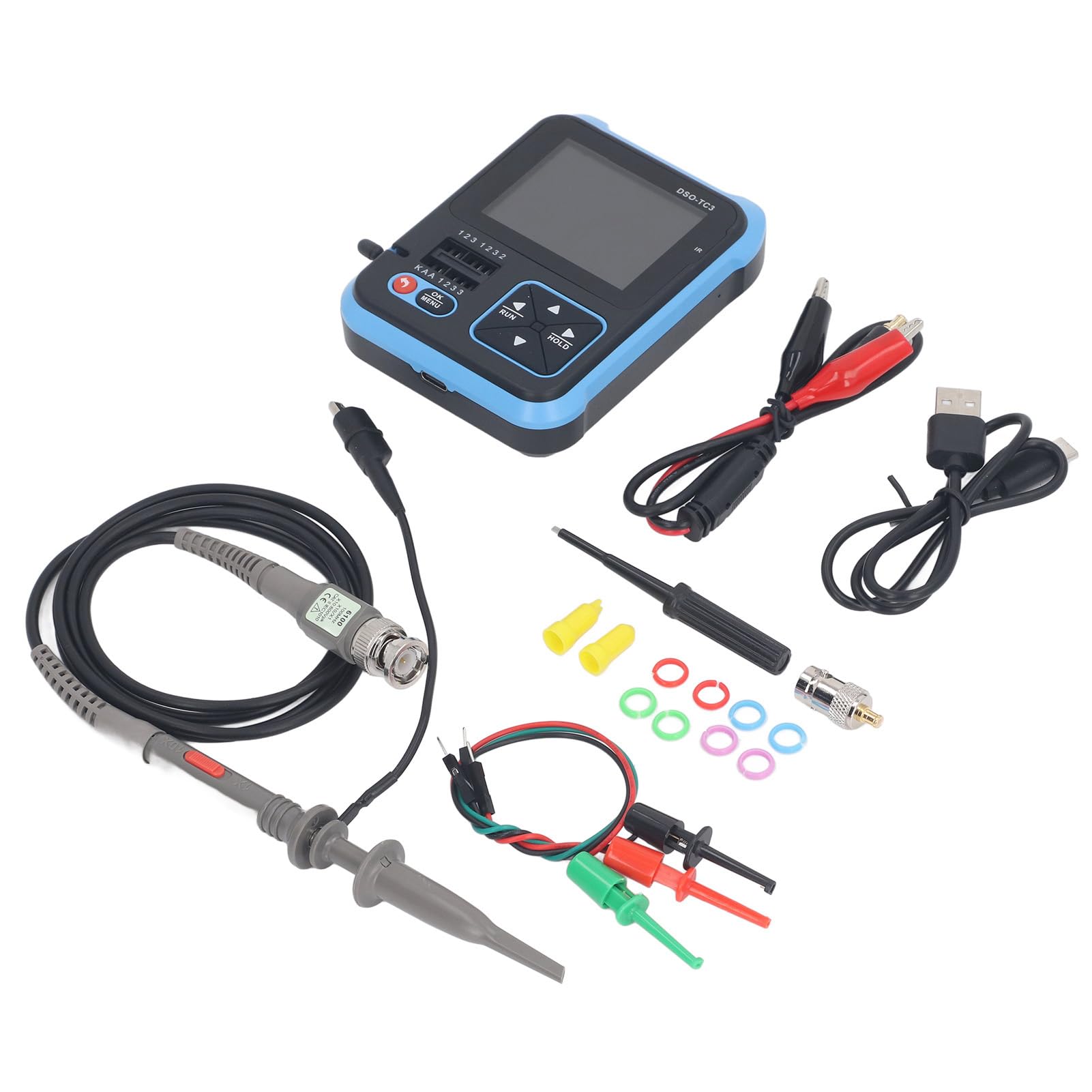 Duokon Osciloscopio DSO TC3, Osciloscopio Portátil 3 en 1, Probador de Componentes Digitales ABS y Generador de Funciones, 500 KHz 10 S, para Estudiantes Ingenieros Reparación de Laboratorio