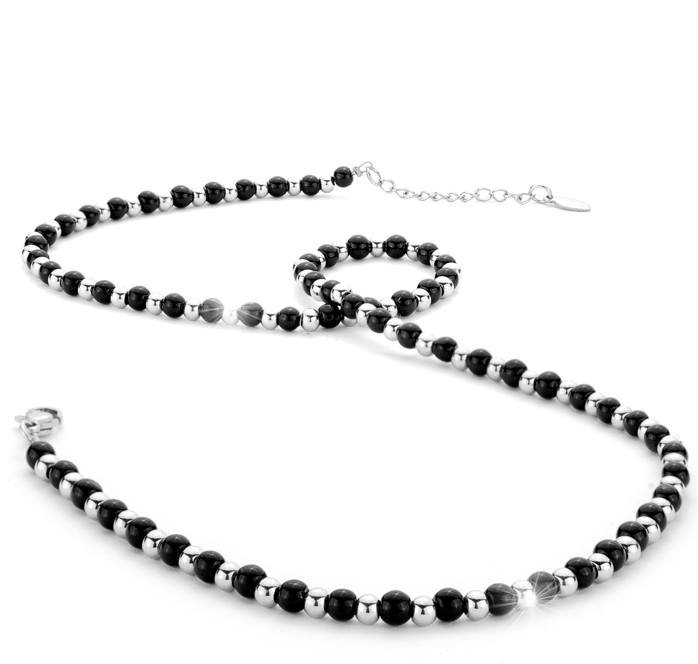 SAGA GIOIELLI® Unisex Necklace, Steel Beads, Gift Box