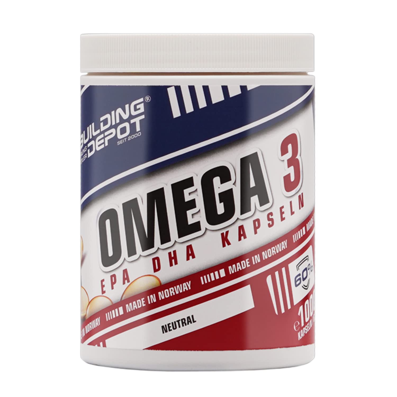 Bodybuilding Depot® - Omega 3 Fischöl Kapseln, Hochdosiert mit 500mg Fischöl pro Kapsel, Hochwertige Qualität mit DHA und EPA, (400 Kapseln 60%)