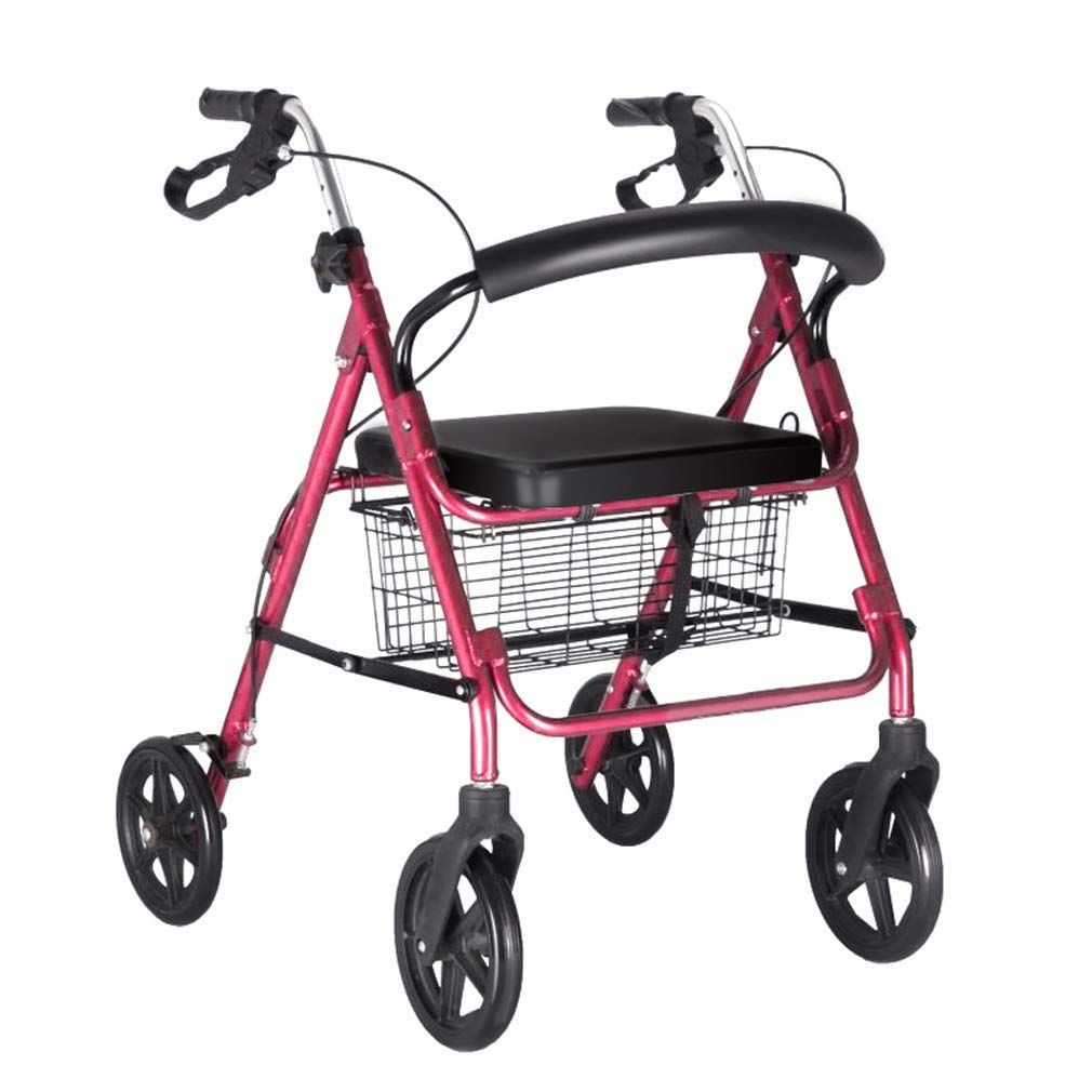 Chodzik Rollator, pomoce do chodzenia 4 koła składane, chodzik chodzik z podwójnym układem hamulcowym, chodzik medyczny z koszem Interesting