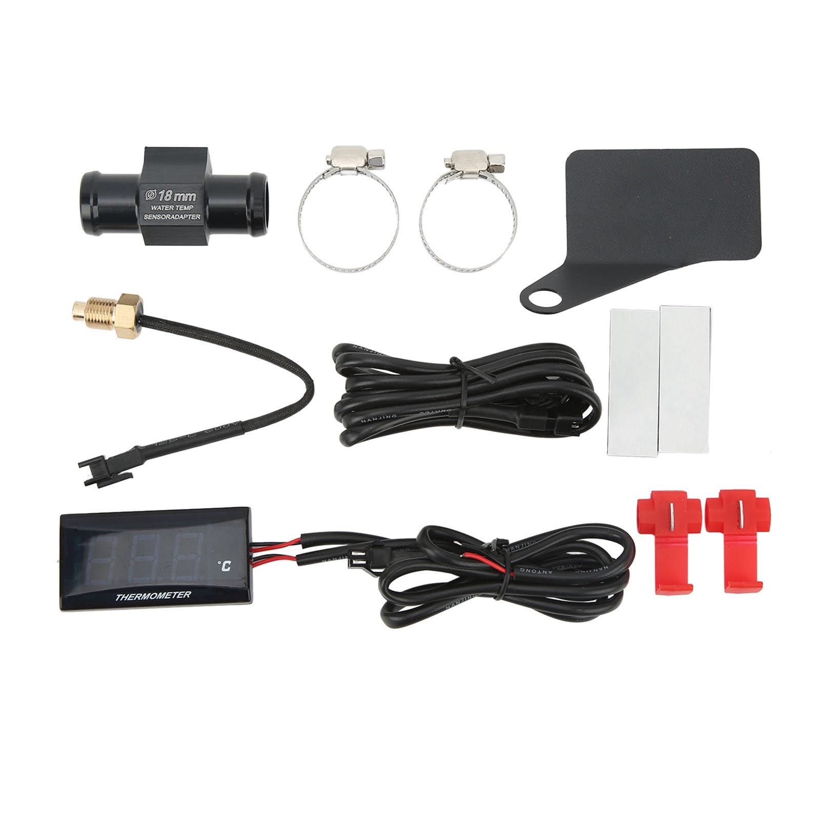 Universal Motorcycle Water Temperature LCD Digital Super Slim 0 120 ℃ Plage d'affichage avec adaptateur de capteur 18 mm pour et autres motos matériaux ABS 57 x 29 x 13 mm (Rote