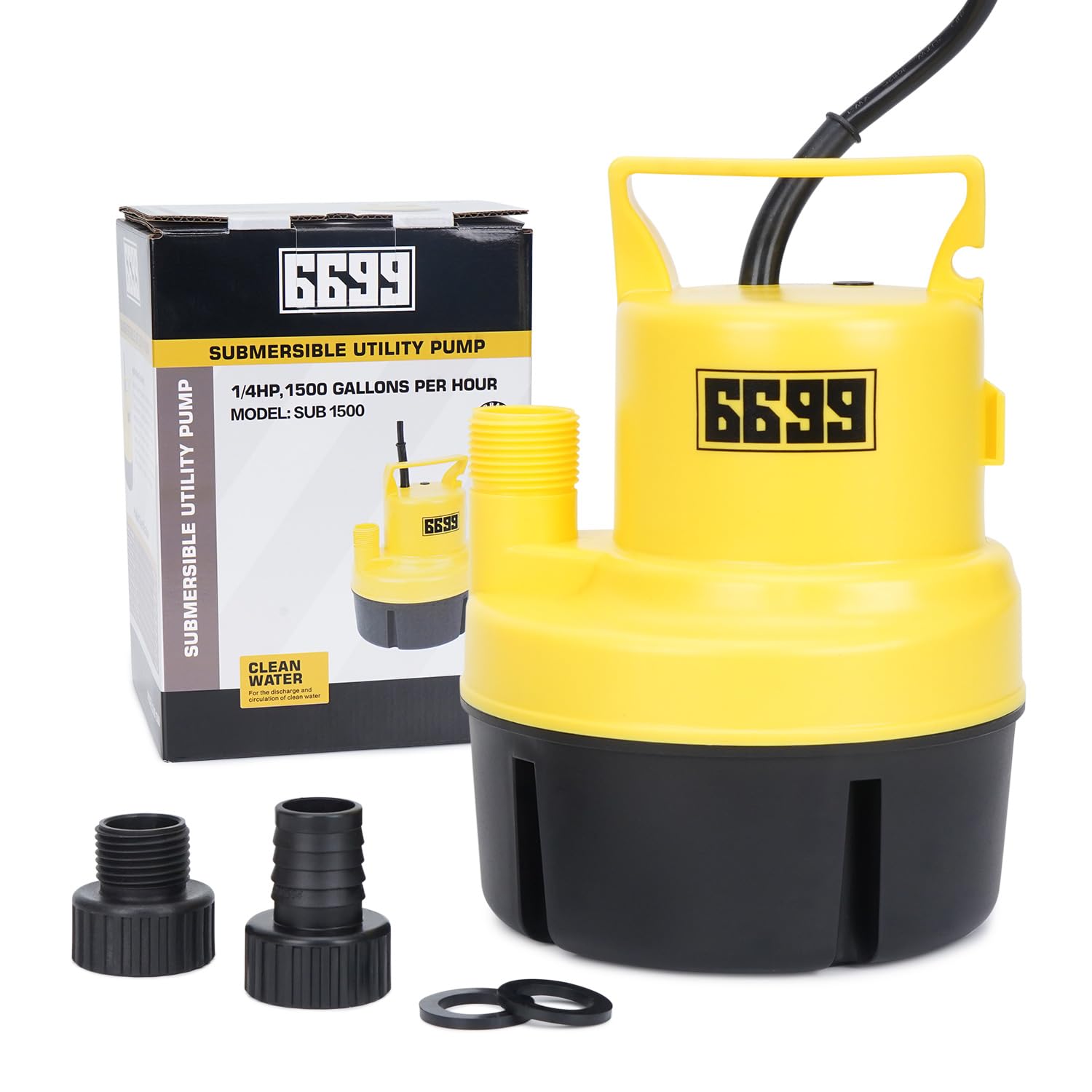 6699 Submersible Sump Pump 1/4 HP 1500GPH Utility Pump