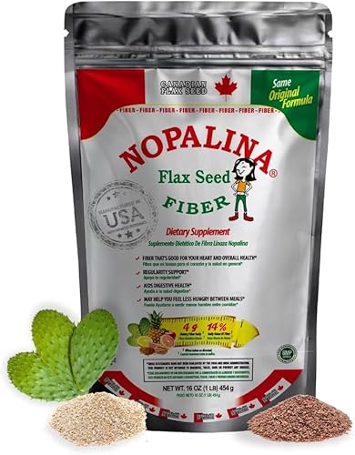 Nopalina Fórmula de fibra | Bolsa de 1 libra | 30 porciones | Semilla de lino, psyllium, avena y salvado de trigo, Omega 3, 6 y 9 | Puede ayudar con
