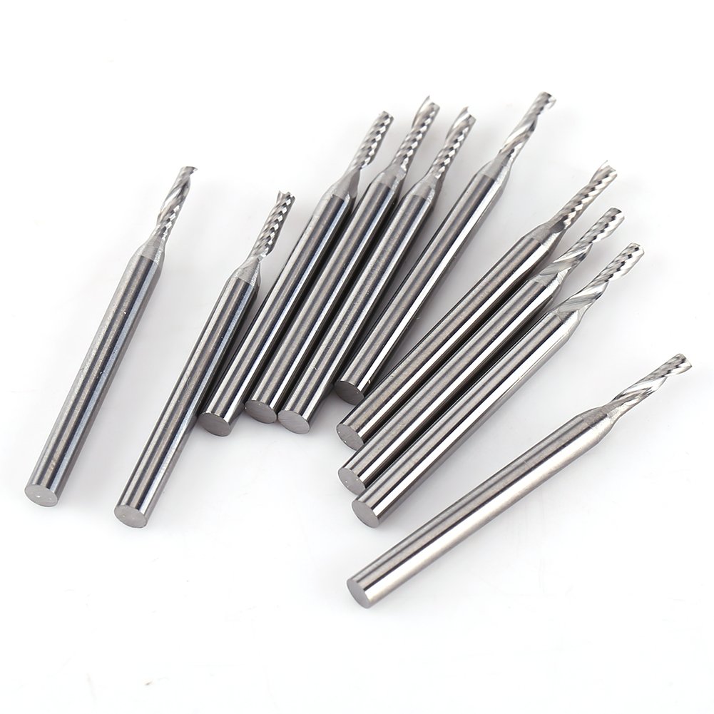 Asixx zestaw frezów trzpieniowych, 10 sztuk, 1/8", węglik wolframu, frez trzpieniowy CNC, narzędzie do grawerowania, pojedyncze frezy spiralne (10 sztuk)