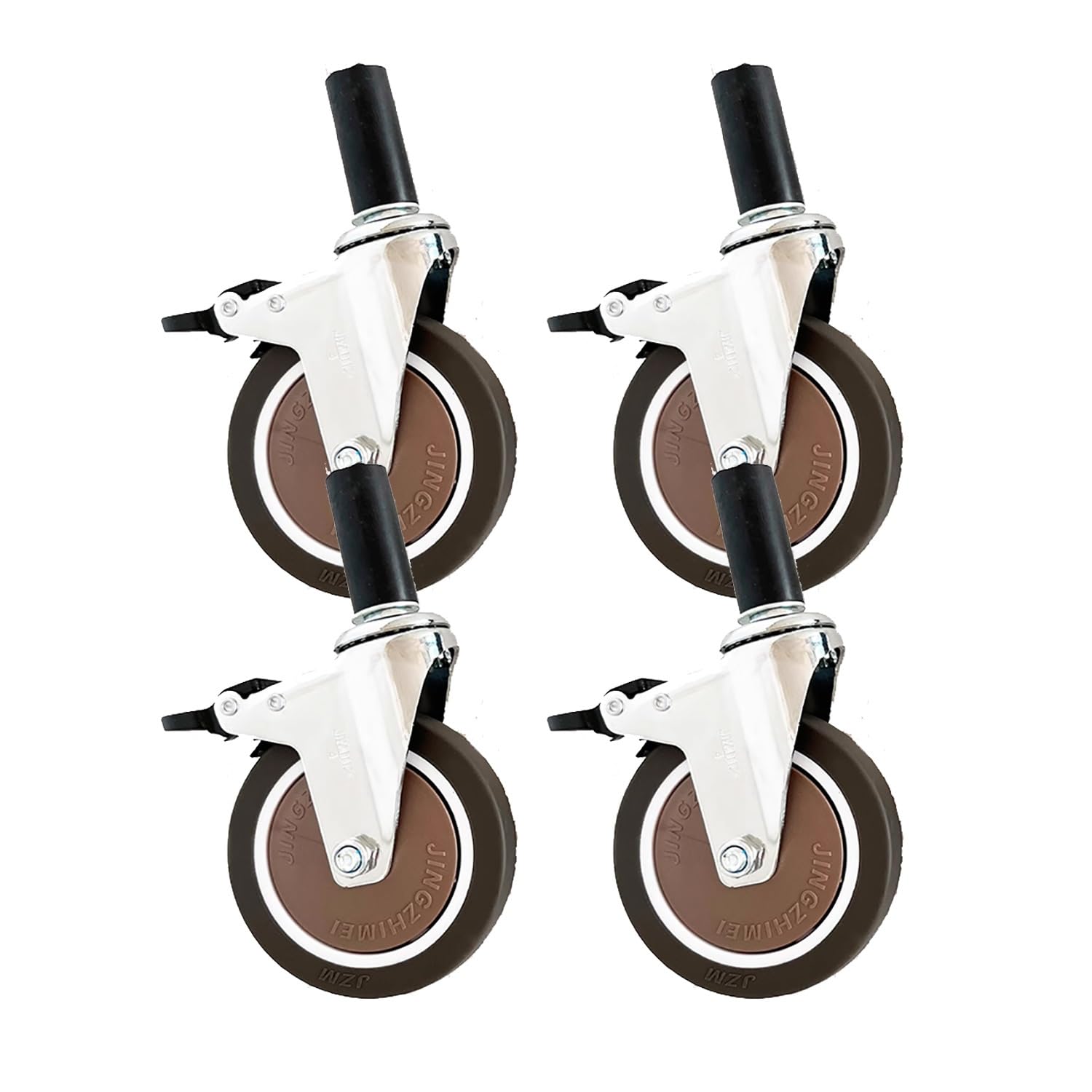 per carichi Pesanti di bloccaggio Industriale Ruote Set da 4-3'' / 4'' Dilatabile Perno Ruota M12, Girevole Ruote in Gomma per Commerciale Cucina Prep Tables e Carrelli