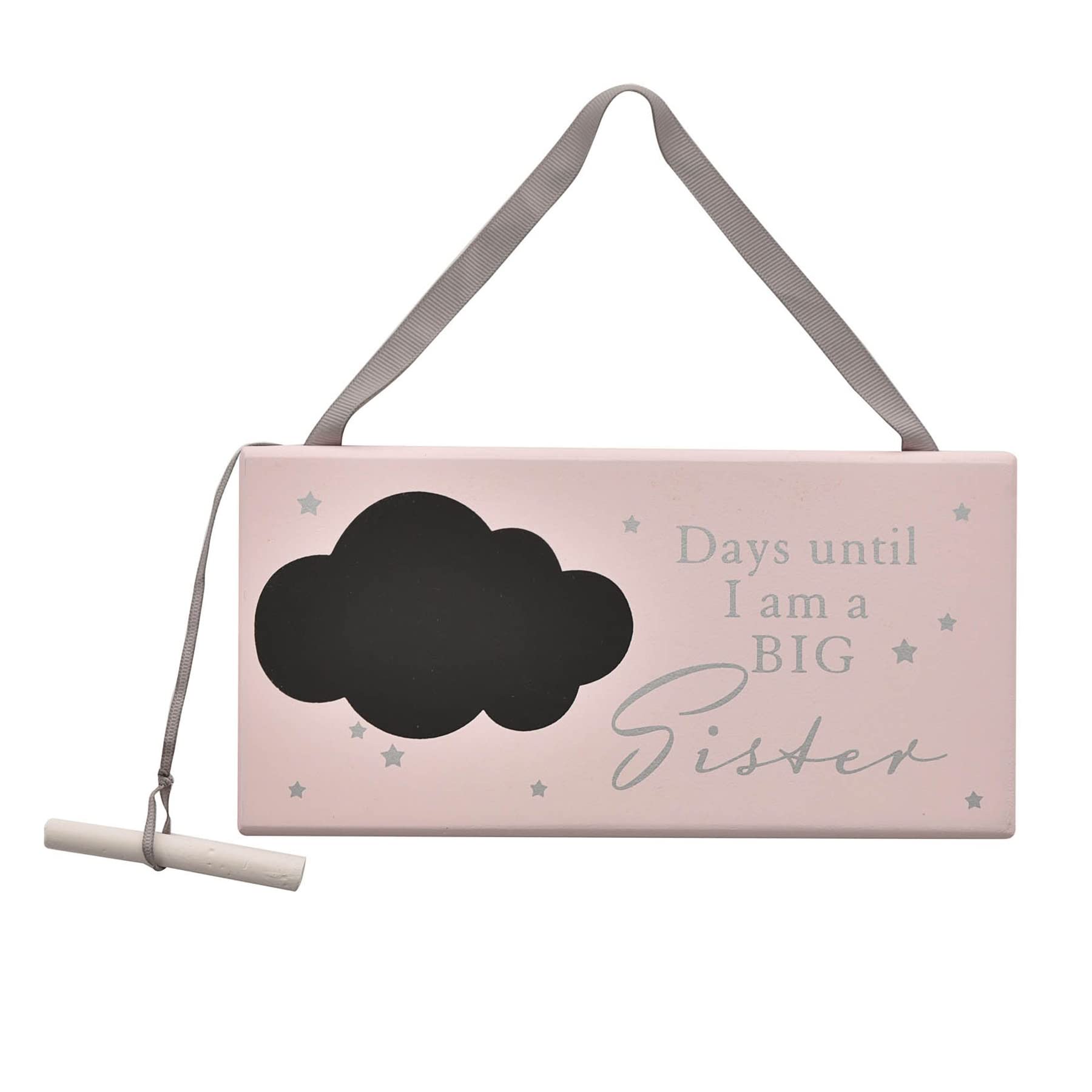 Widdop And Co Pink Hanging Countdown Plaque '.... Days Until I'm A Big Sister' With Chalk