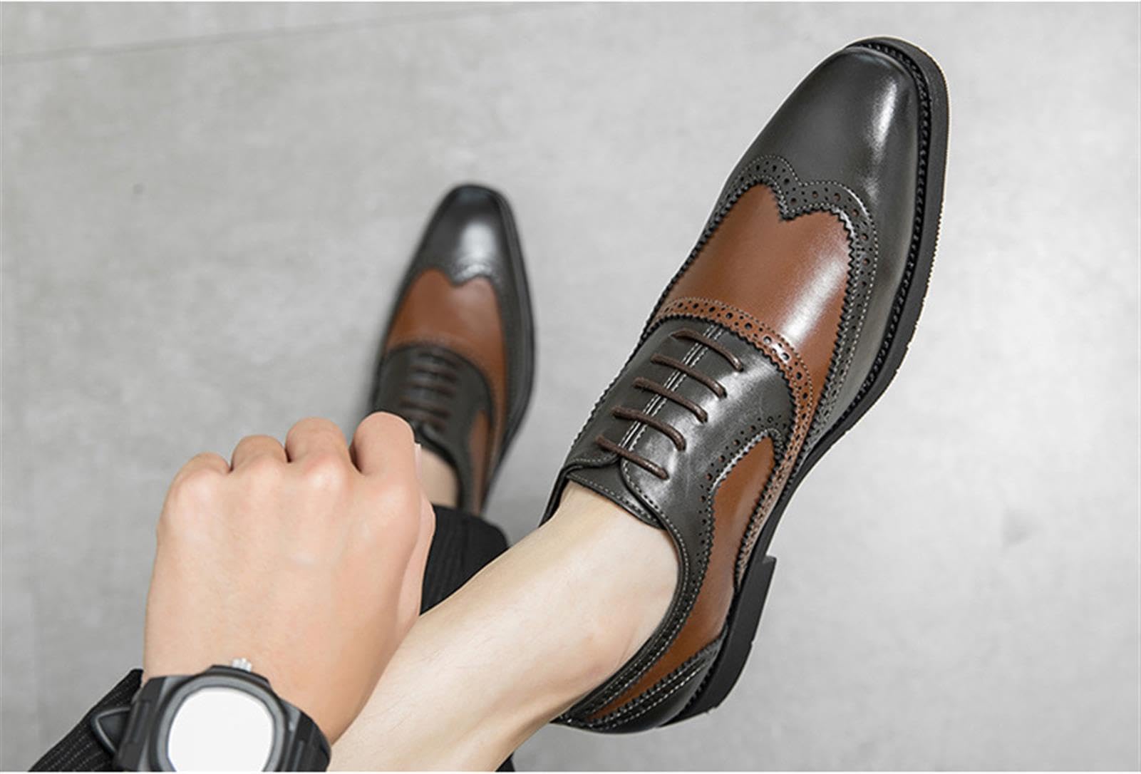 Scarpe Oxford Uomo Pelle Brogue Eleganti | Scarpe Eleganti Uomo Pelle Oxford Brogue Wingtip Cerimonia Business Ufficio Stringate Comode Formale Lavoro