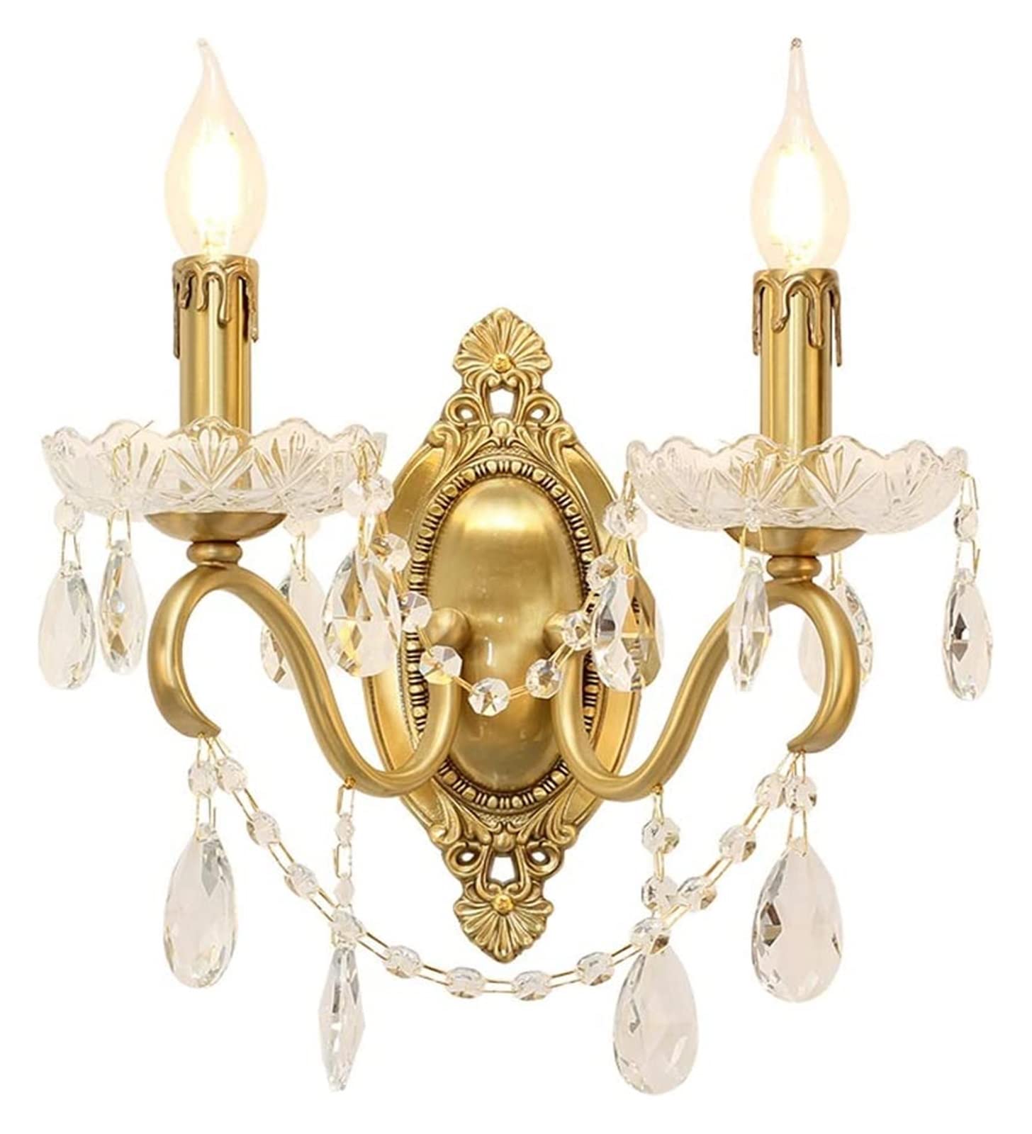 ZTCHSENZT Wall Lamp Light European Style Copper Crystal Decorative Candlestick Indoor Living Room Bedroom Bedside Lighting Wall Light