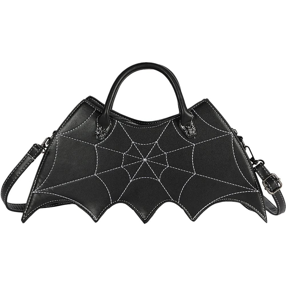 Sac à bandoulière chauve-souris pour femme style goth punk noir