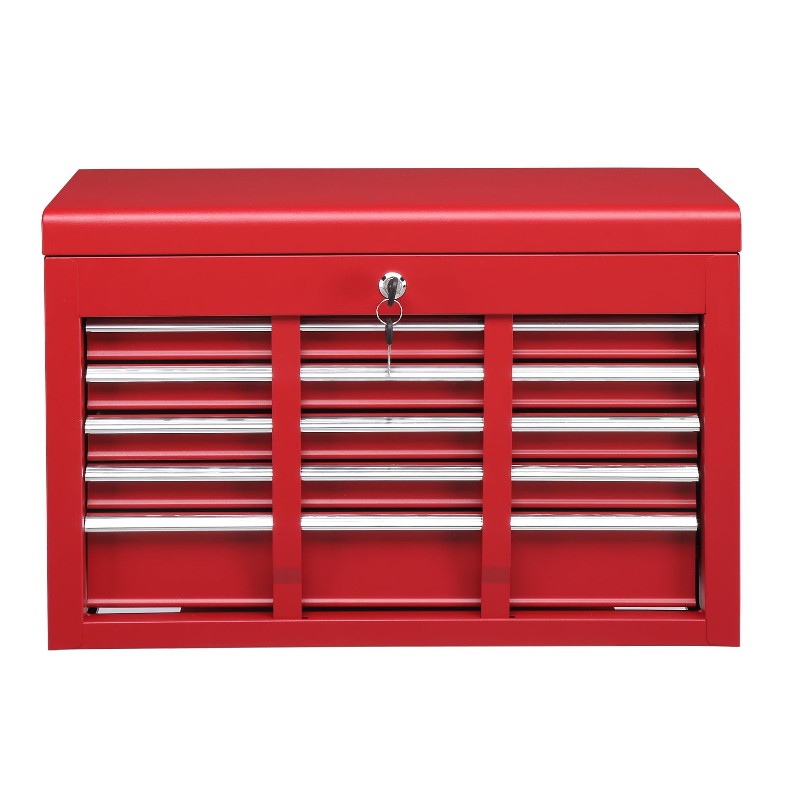 Winado 24" Portable Tool Box, 5 Drawers & Top Storage Tray Tool Box with Drawers, Lockable Metal Tool Chest Cabinet for Garage, Warehouse, Repair Shop & Home, Red
