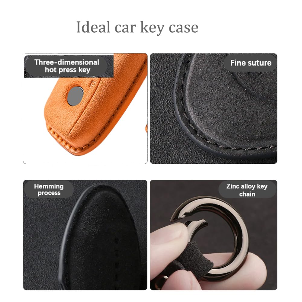 ontto Skórzane etui na kluczyki samochodowe pasuje do BMW 2025, X3, G45, ix1, ix2, X1, U11, X2, U10, X5, F95, G05, i5, 2026, i7, 5 X3M, 2 sztuki, U06, etui na klucze, etui ochronne, breloczek do