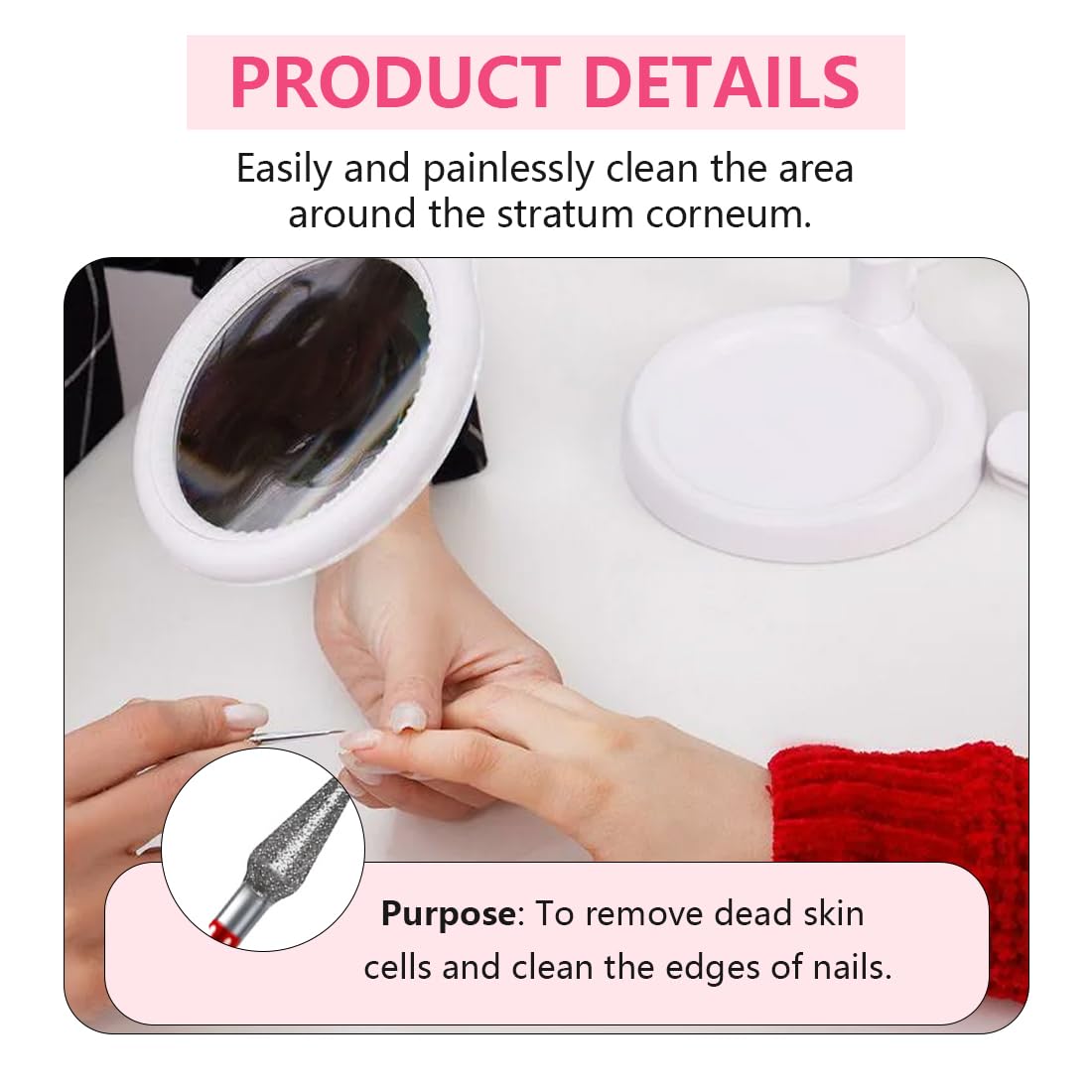2 Paia Punte Fresa Professionali in Carburo per Manicure Russa, Rimozione Cuticole, Pelle Morta e Preparazione Unghie, Pulizia Sotto Unghia, Salone Manicure (3/32'') (Fine)