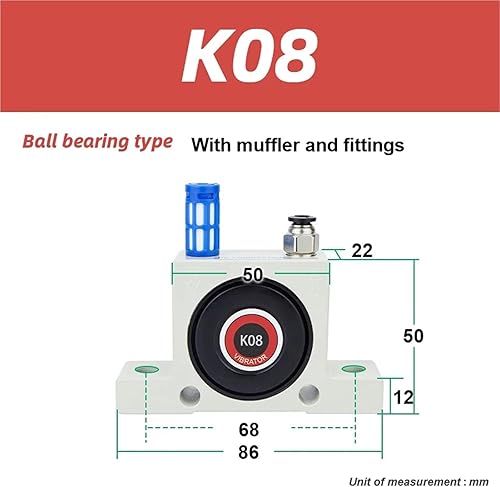 Miniatura 2 de Vibrador neumático 1pc herramienta cojinete vibrador GT8 GT10 GT13 GT20 bola vibrador K8 K10 turbina de aire industrial agitador (K08)