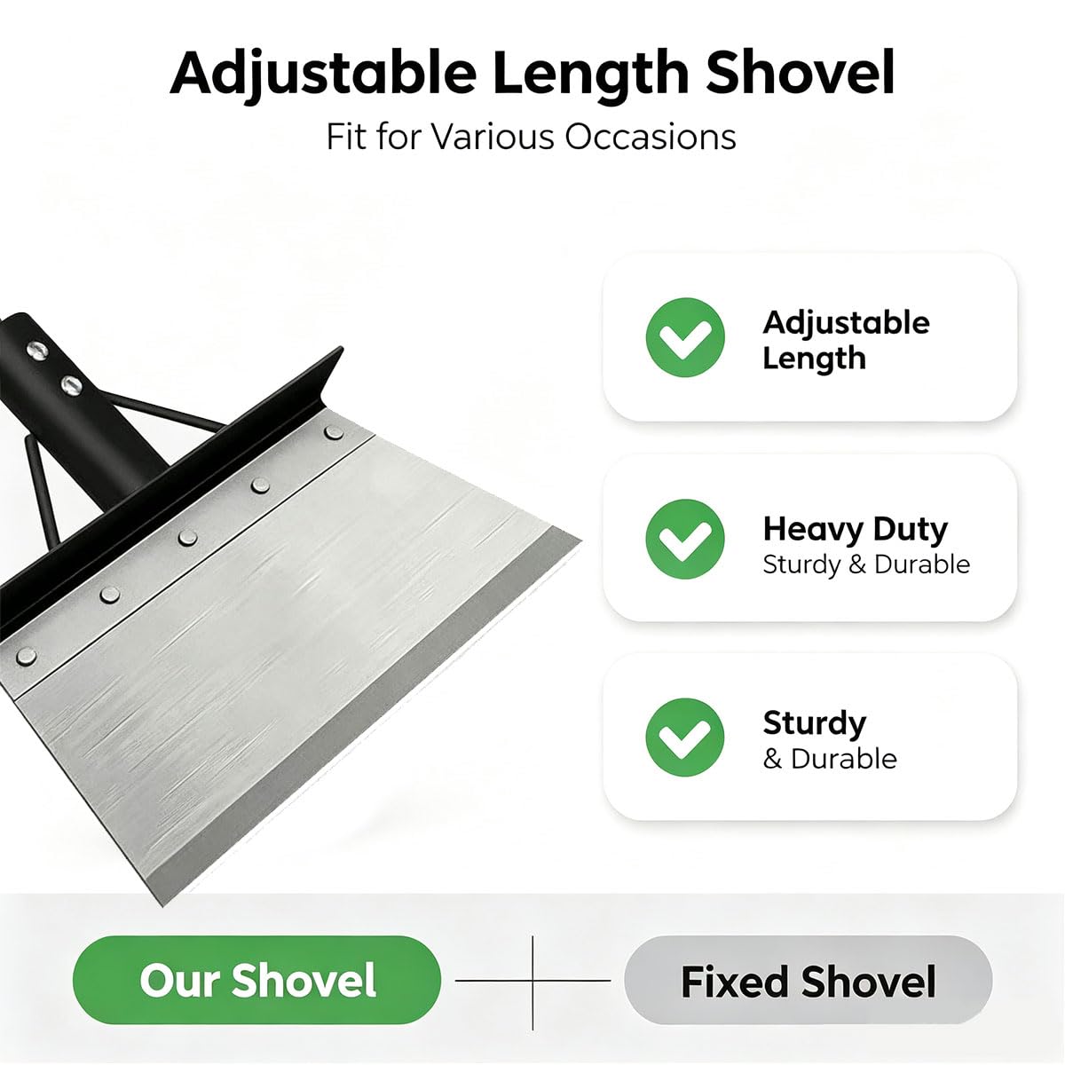 Pelle de nettoyage de 165 cm, grattoir de jardin multifonctionnel très résistant, outil anti-mousse avec longue poignée réglable pour pavés, allées, chemins de jardin et bords