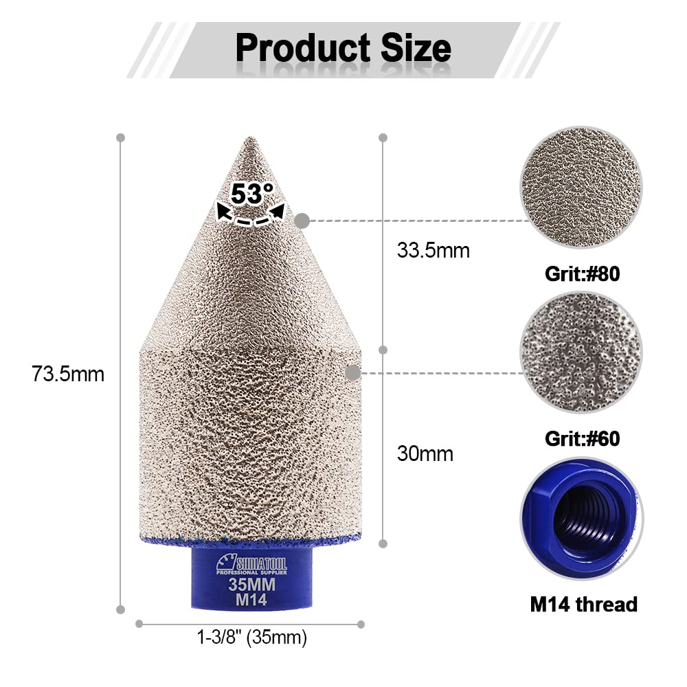 SHDIATOOL Punte diamantate per trapano da 2 a 35 mm per bisellare, ampliare, levigare, modellare bordi, piastrelle in porcellana, marmo, ceramica, granito, 2 unità