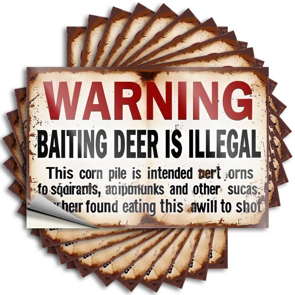 Decals Haves Durable Vinyl - Warning: Baiting Deer is Illegal Window for Drinking Use(6X9CM)