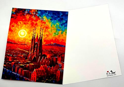 Miniatura 4 de Bestbuddy Pet 8X10 Noche estrellada sin marco Van Gogh Inspirado Sagrada Familia Barcelona España Sitio histórico católico Punto de referencia Mundo