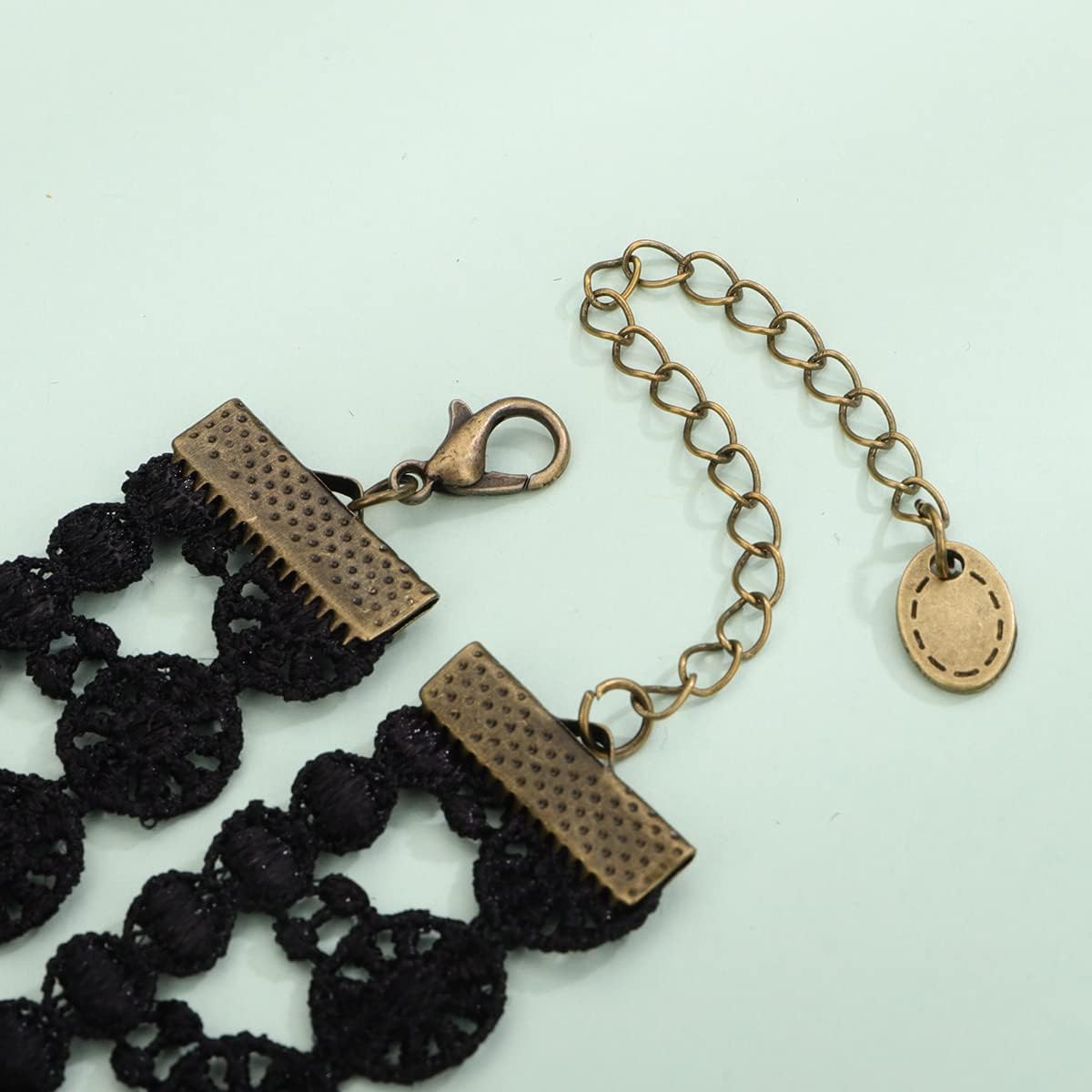 Xerling Elegant Flower Choker Necklace Black Lace Ribbon Choker Vintage Victorian Costume Necklaces for Bridal Wedding Crystal Beads Pendant Necklaces for Women (Type C) - Image 8