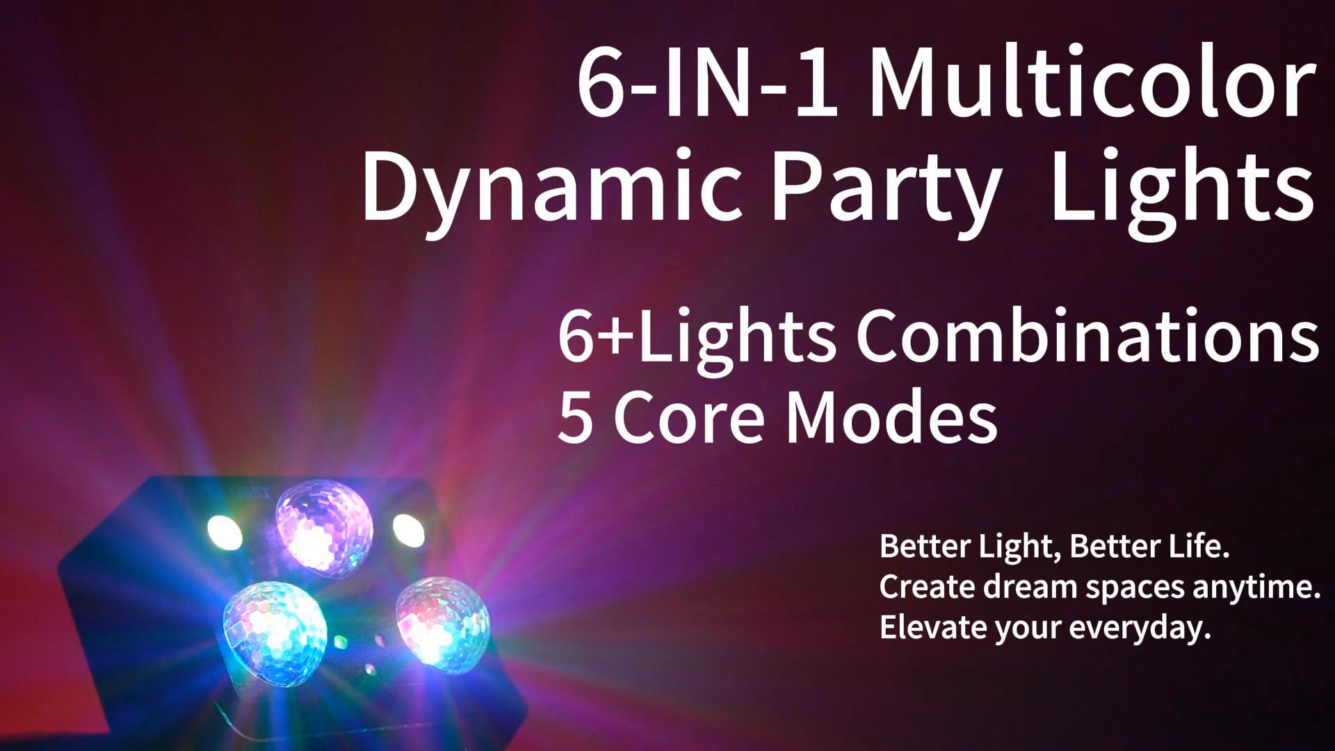 Image of Disco Ball Party Lights,DJ Disco Light Sound Activation & Remote Control Stage Lighting with Star Projector, Ocean Wave and LED Strobe for Home Christmas Birthday Wedding Bar and Club Decorations