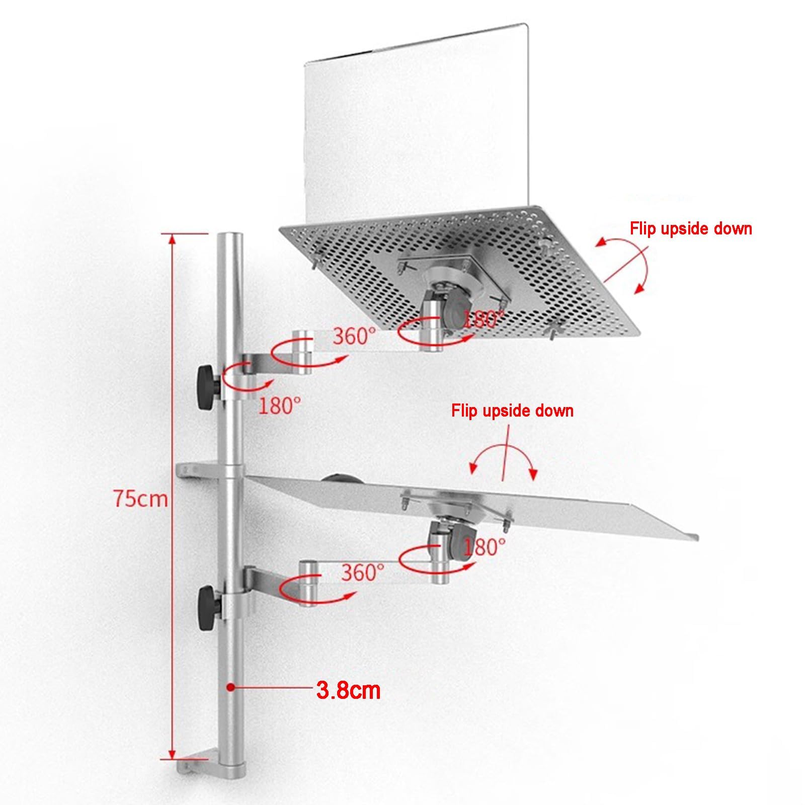 Supporto per laptop con braccio di estensione completamente regolabile, altezza regolabile, capacità 8 kg, per postazione di lavoro da ufficio