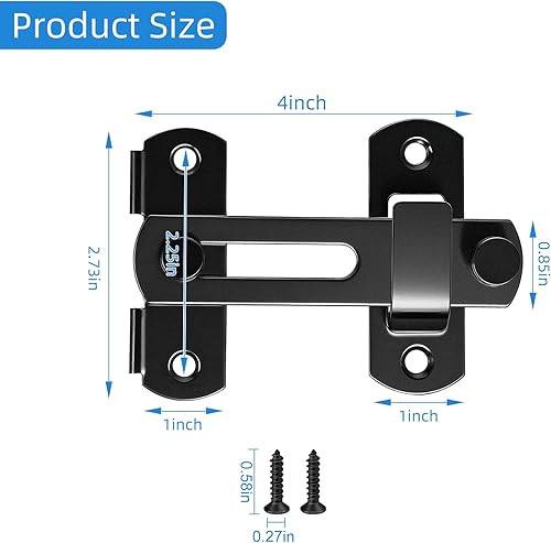 Miniatura 4 de Cerradura de puerta de granero resistente de 4 pulgadas, pestillo de puerta de seguridad abatible para puertas correderas, puertas de granero,