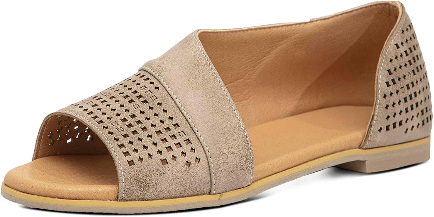 GATUXUS Women's Flats - Open Toe Casual Slides