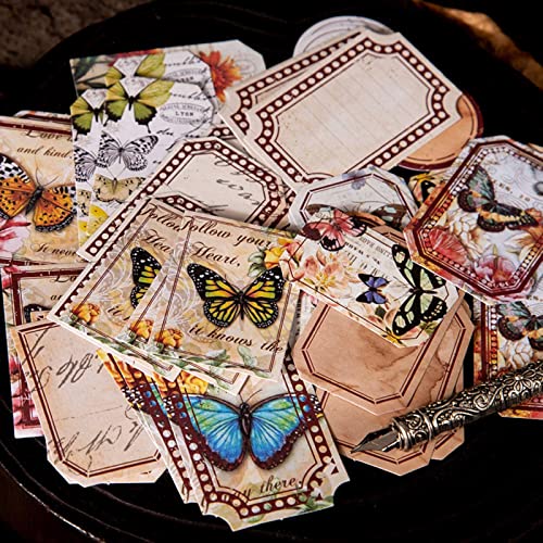 60 peças retrô com moldura de plantas de marca florestal, adesivo decorativo para scrapbook, diário,