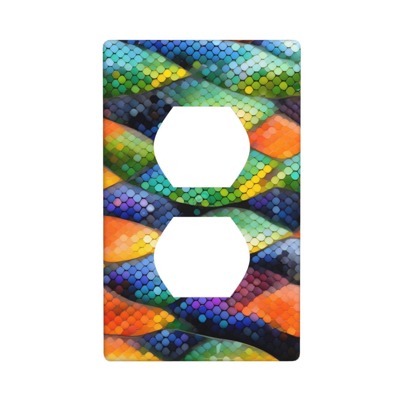 Rainbow Fish Scale Decorative Switch Plate Cover-Unbreakable Polycarbonate Wall Plate for Home Office, 1 Gang with Screws