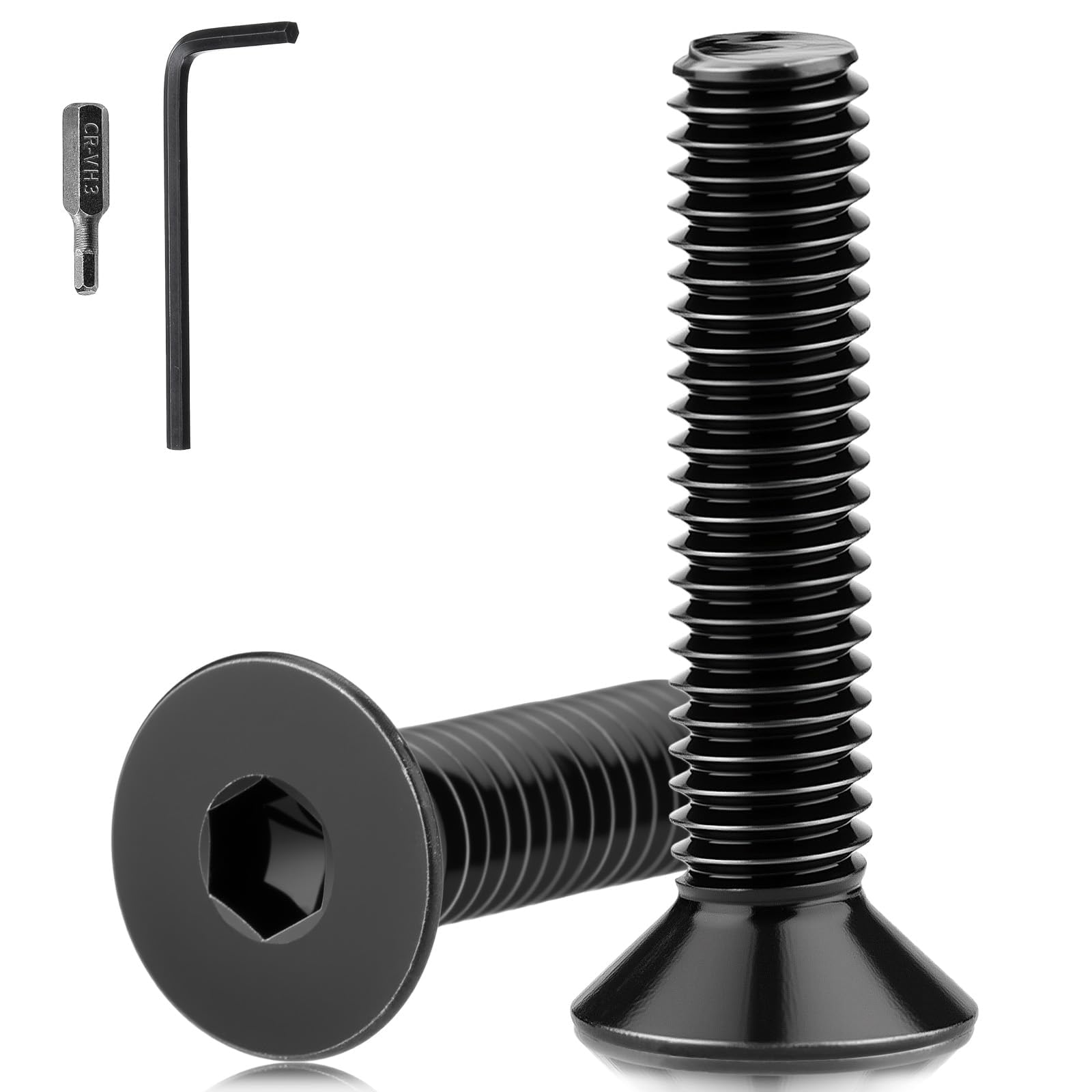 Mbsomnus 30 Pcs M5x50 mm Countersunk Head Screws Black Bolts Stainless Steel 304 Flat Head Hex Socket Cap Screws for Machine Furniture Repair