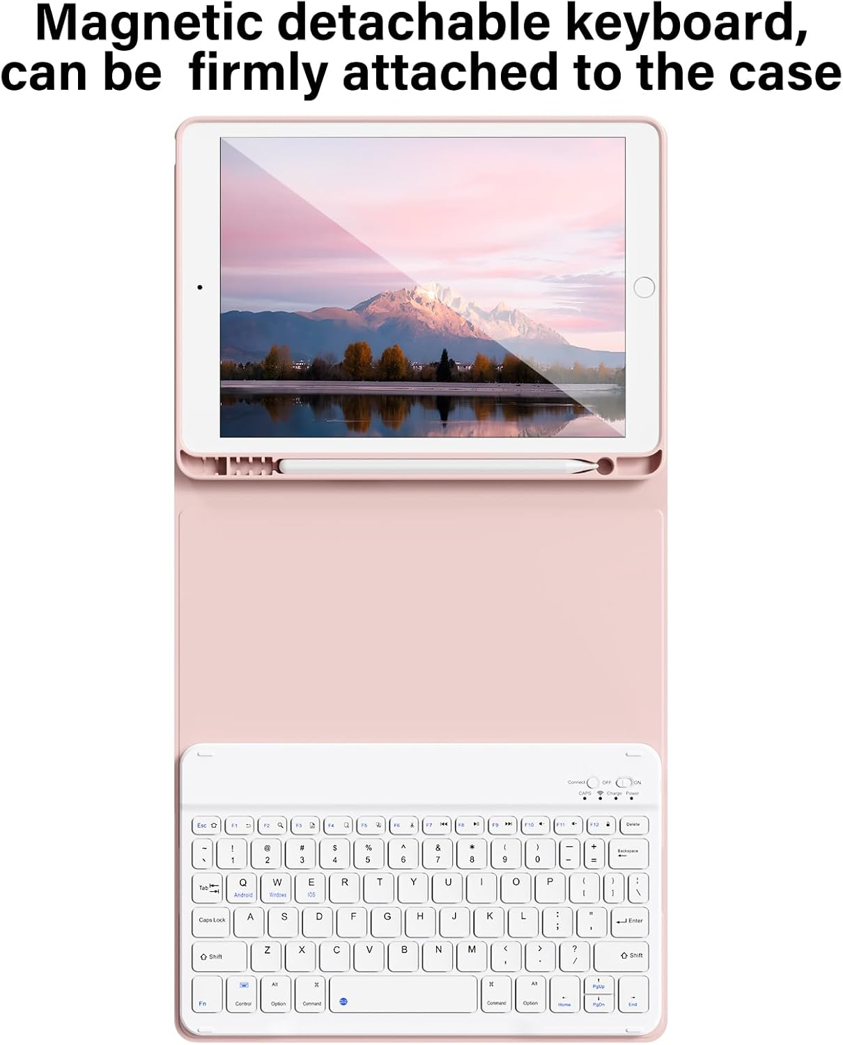 Keyboard Case for iPad 6th / 5th Generation (2018 2017 Model), 9.7 inch Keyboard Case for iPad Air 2/Air with Pencil Holder, Auto Wake Sleep, Pink