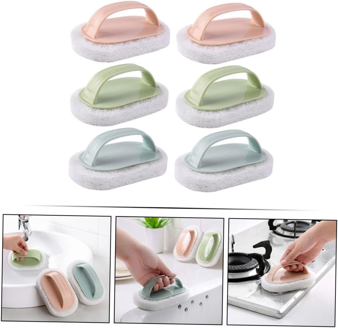 6pcs Handle Scrub Sponges Plastic Sponge Cleaning Set for Kitchen