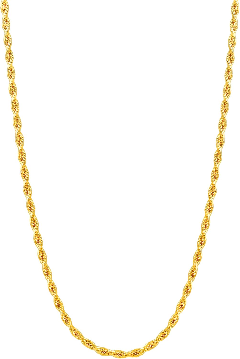 Monily Silver Rope Chain For Women 1.3mm 1.5mm Stainless Steel Twist Chain Necklace 18K Gold Plated