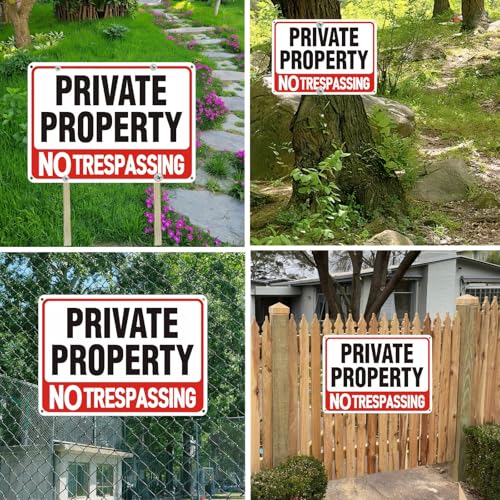 image for Lykjdnz 4 Pack Large No Trespassing Signs Private Property, 12x8 Inch 