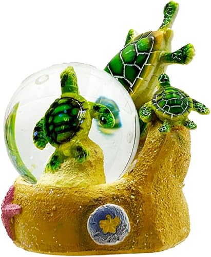 Miniatura 4 de Figura coleccionable de globo de nieve con estatua de tortuga marina de 4 pulgadas, regalos para él y ella, Papá Noel secreto (verde)
