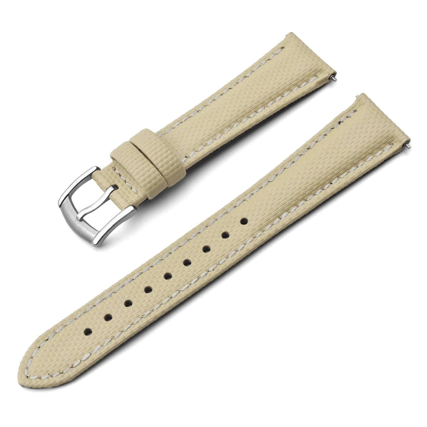 Cinturino for orologio 18mm 19mm 20mm 21mm 22mm Cinturino in pelle a sgancio rapido(Khaki-Silver Buckle,21mm)