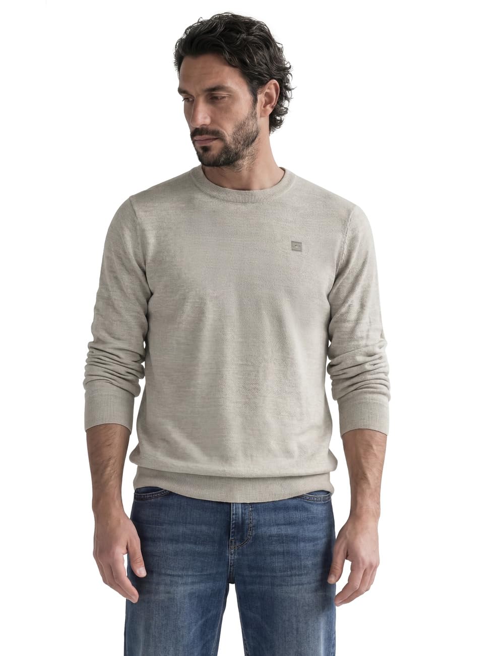 Street One MEN Herren Basic Pullover mit Rundhals in Unifarbe
