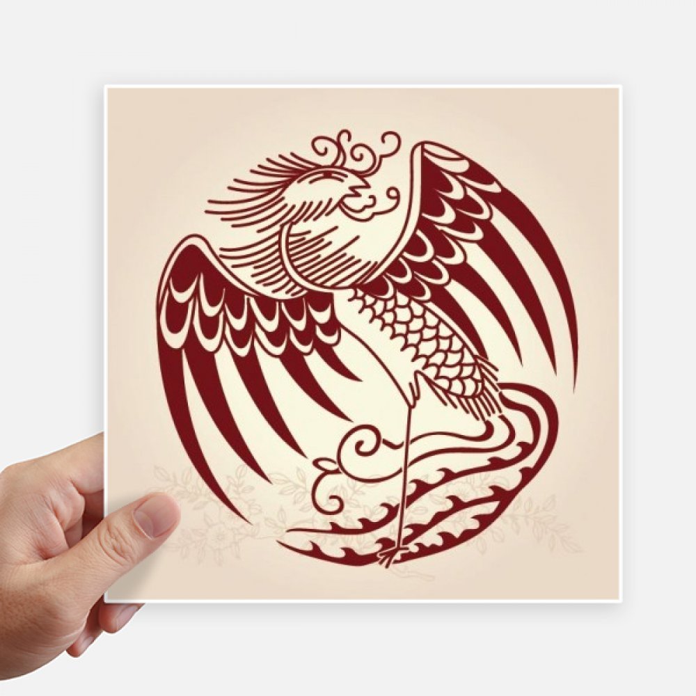 Decal phénix chinois multicolore sticker 20 cm pour mur valise et motobike