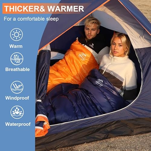Lanmountain Mummy Sleeping Bag|3-4 Season Camping Sleeping Bag For Adults-14℉-59℉Extreme,Washable,Warm & Cool Weather For Outdoor Hiking Travel Gear Must Kids Sleep Accessories,Orange thumb #4
