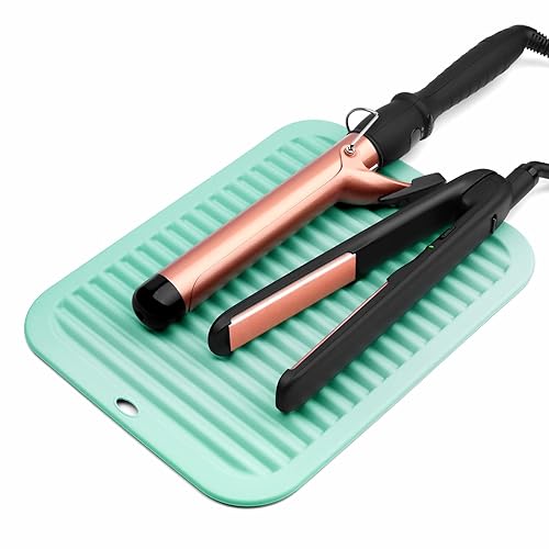 Miniatura 6 de Tapete grande resistente al calor con velcro, organizador de tocador, herramientas de pelo caliente para rizador, plancha plana, alisador de
