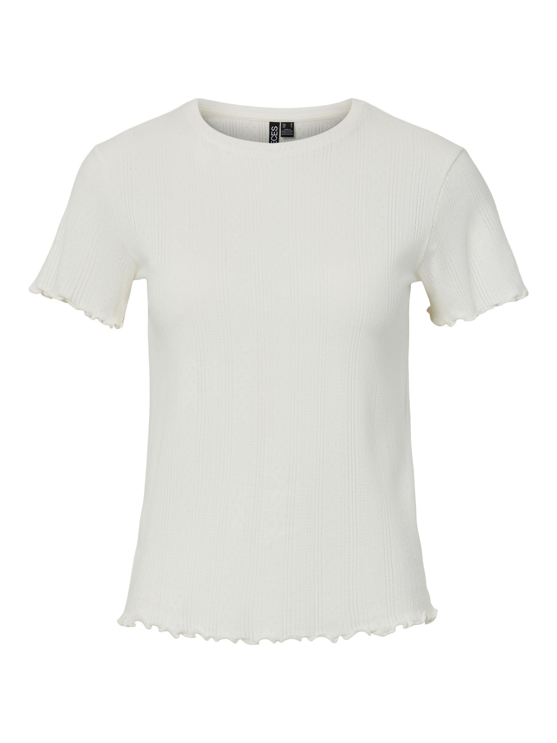 PIECES Pcmarie SS O-Neck Poin Top JRS Noos Bc, Cloud Dancer, XL