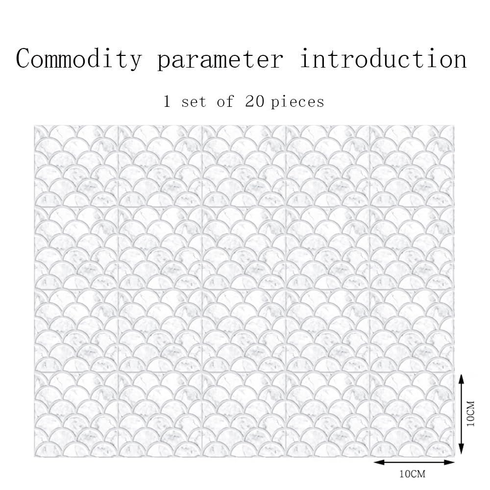 20 Adesivi Per Piastrelle Effetto Marmo 10x10 Cm - PVC Impermeabile Per Cucina E Bagno, Autoadesivi