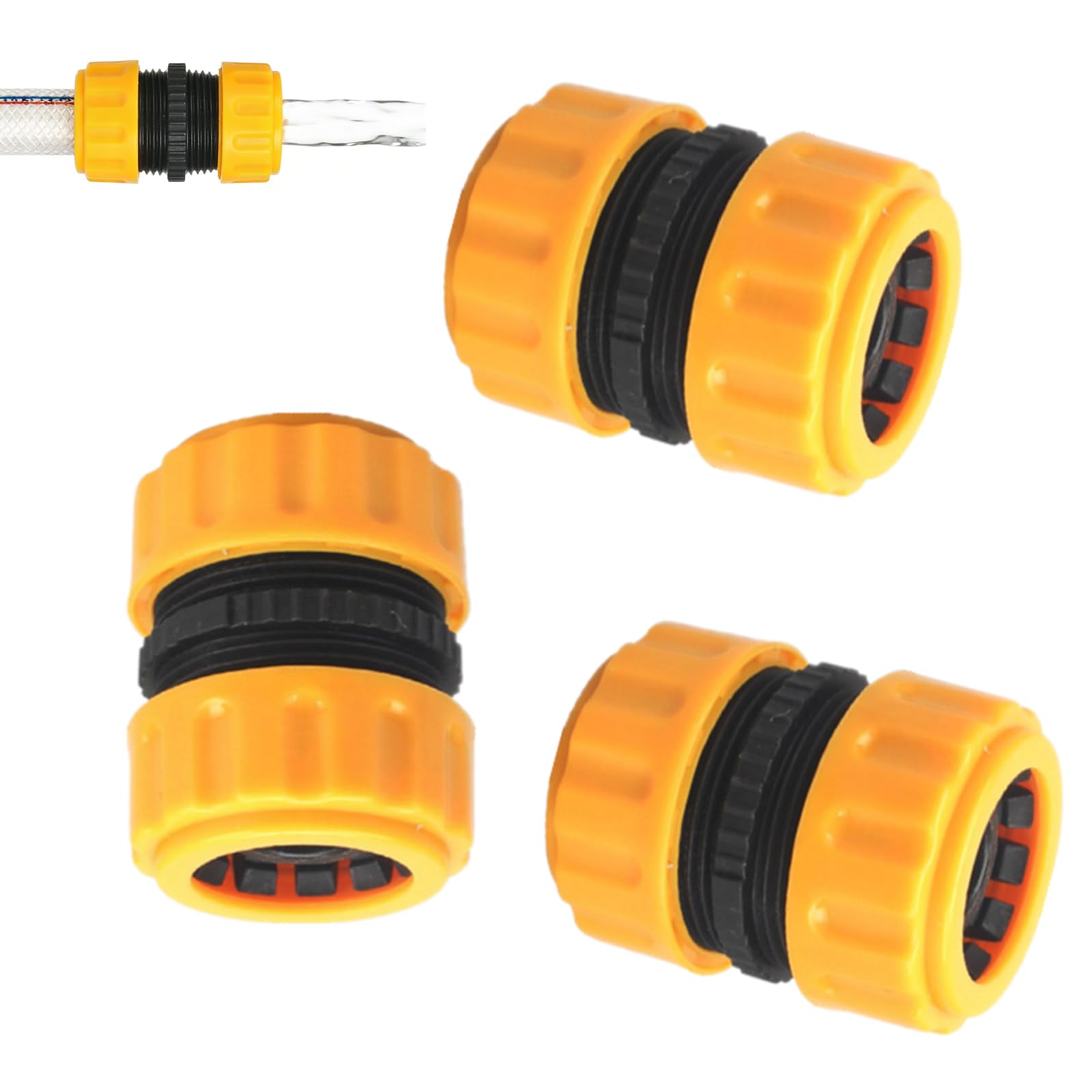 3 Pcs Garden Hose Repair Connector Extender, 3/4" & 5/8" Universal Hose Mender Connectors Quick Connect Fitting for Garden Watering & Outdoor Yard Maintenance