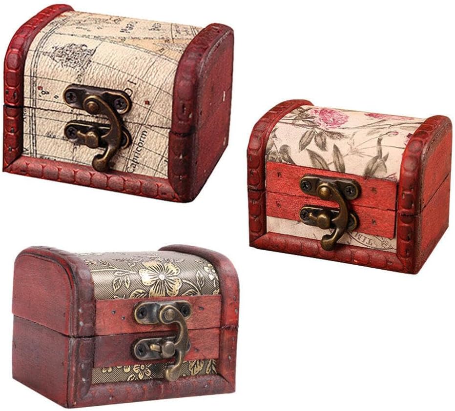 Amazon.com: Tofficu Small Wooden Box Treasure Chest Box 3Pcs Wedding ...
