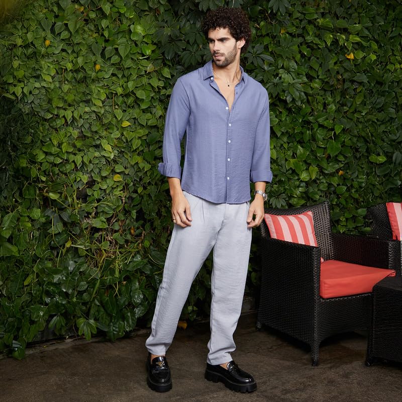 Image of CAHOOT Men's Shirt for Casual Wear | Spread Collar | Long Cuffed Sleeves | Button Closure | Shirt Crafted with Comfort Fit for Everyday Wear