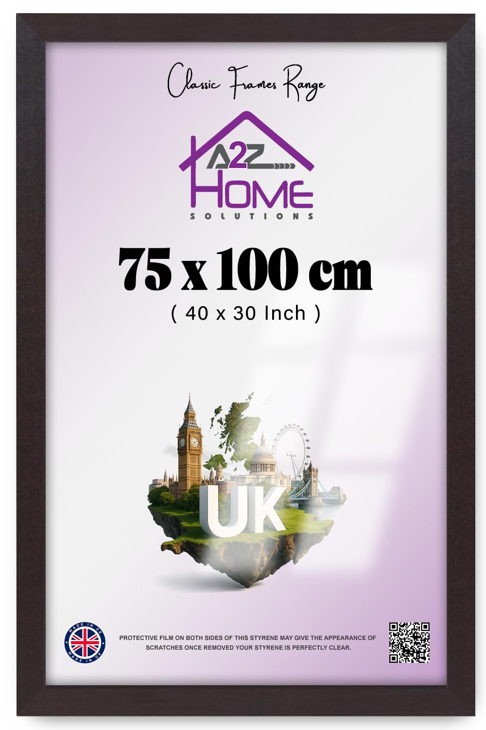 A2Z Home Solutions | Stylish Extra Large (75 X 100 CM) Frame — Vertical Or Horizontal Layout, Enhancing Living Rooms And Art Galleries With A Sleek Modern Profile 40 X 30 Inch Mahogany