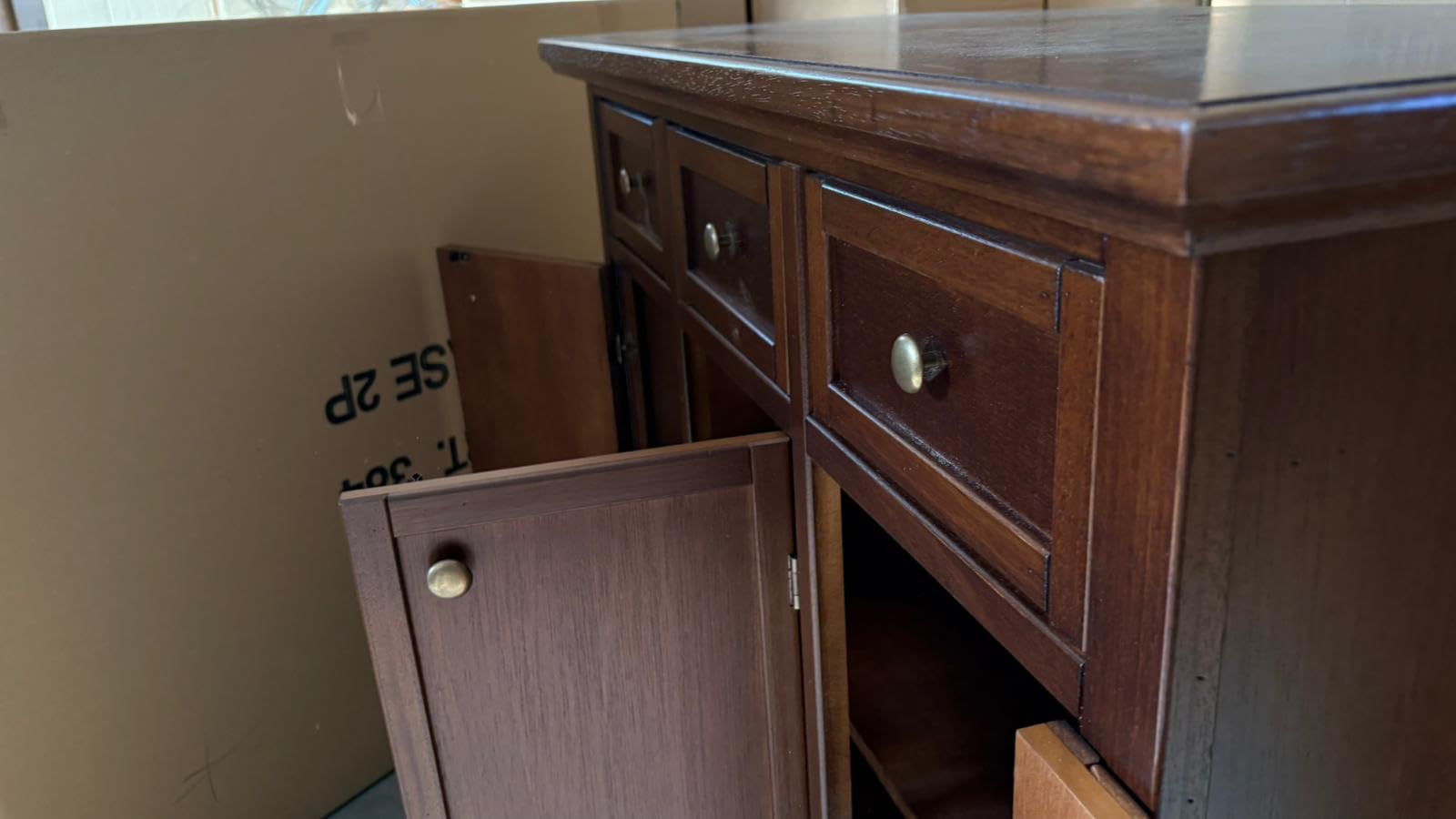Vicentini arreda CREDENZA MADIA BUFFETT IN LEGNO NOCE SCURO ARTE POVERA MOD MODENA 3 CASSETTI E 3 PORTE