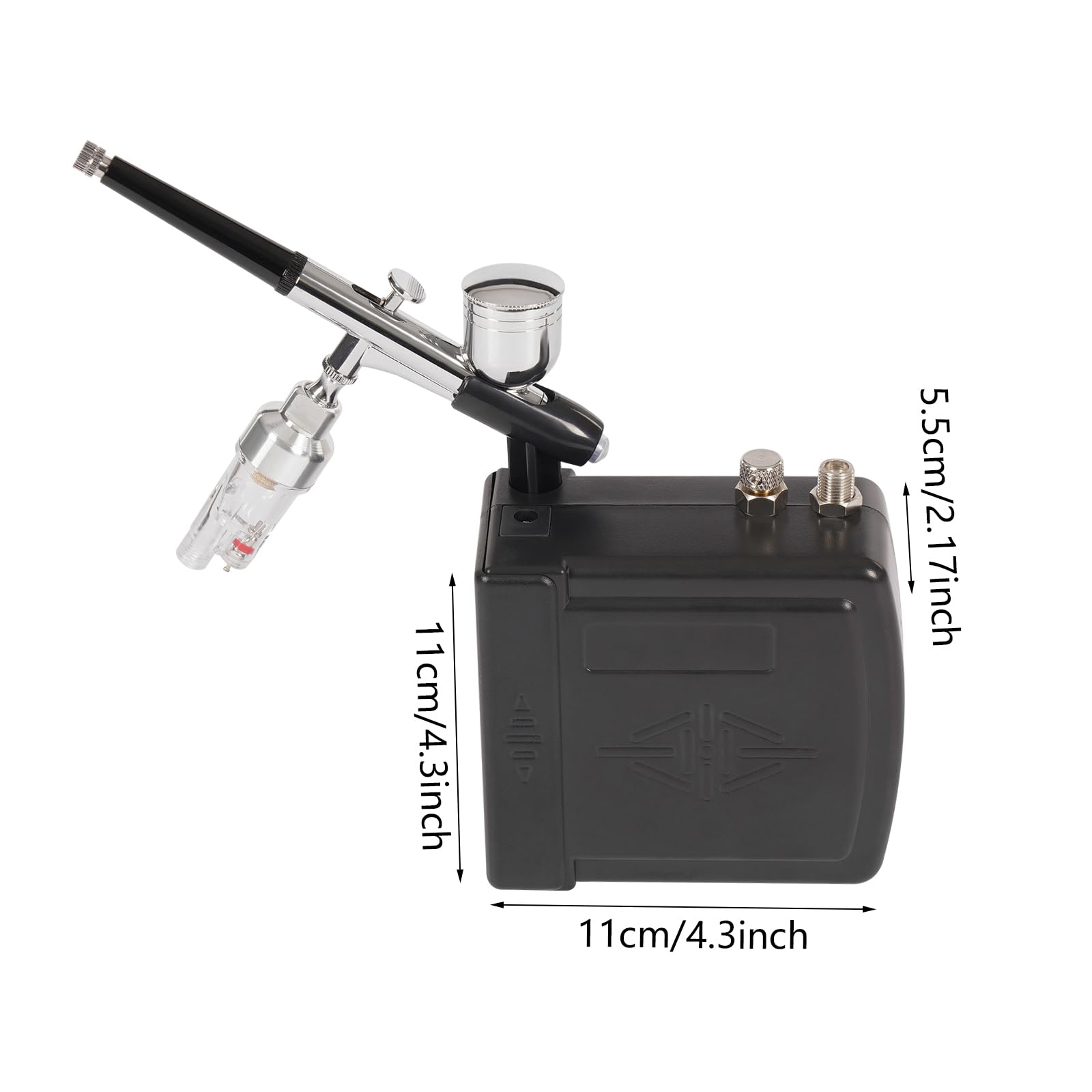 Mini aerografo, set compressore portatile con regolazione della pressione da 2 a 15 PSI, per modellismo, nail art, decorazione torte, pittura artistica e maglietta (nero)